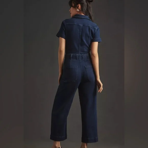 The Colette‎ Maeve Anthropologie $188 Denim Jeans Jumpsuit Size 0 NO BELT - Picture 2 of 7